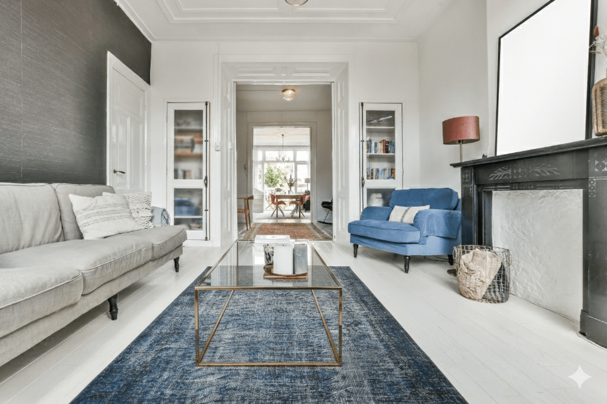 Blauw vintage vloerkleed - F756