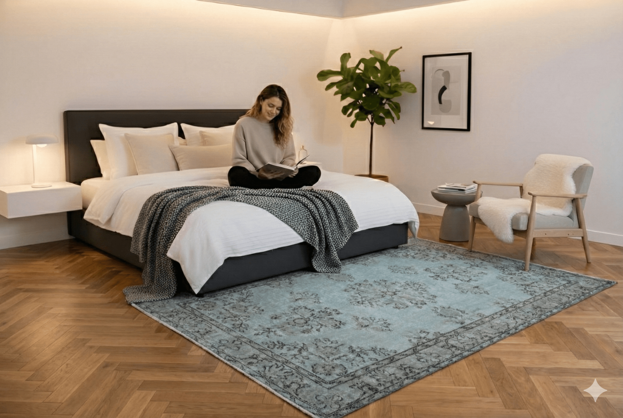 Blauw vintage vloerkleed - G265 - Lavinta