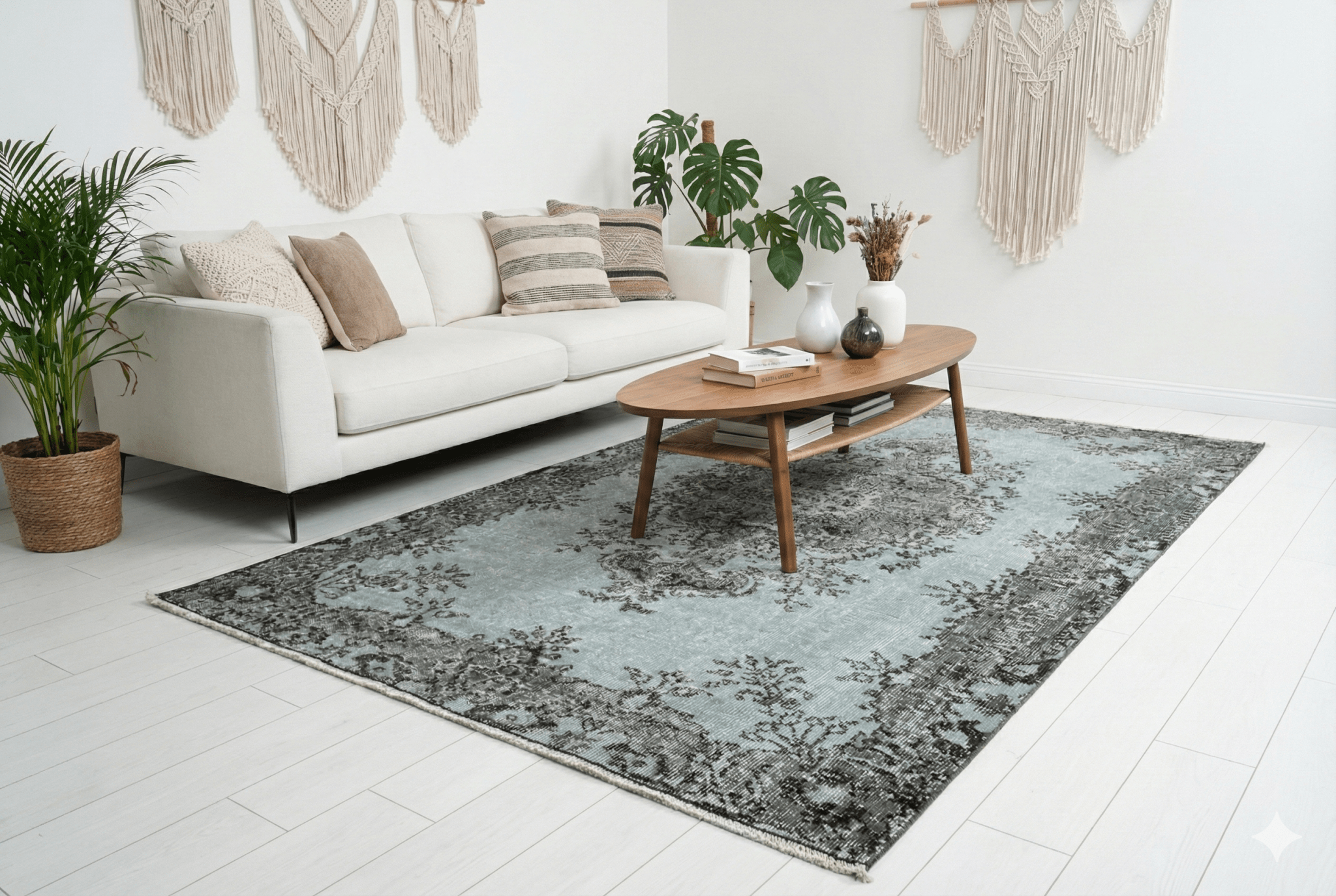 Serene blue vintage rug - G270