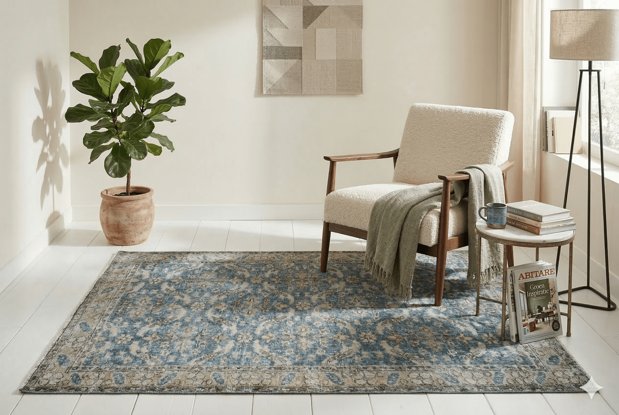 Blauw vintage vloerkleed - G369 - Lavinta
