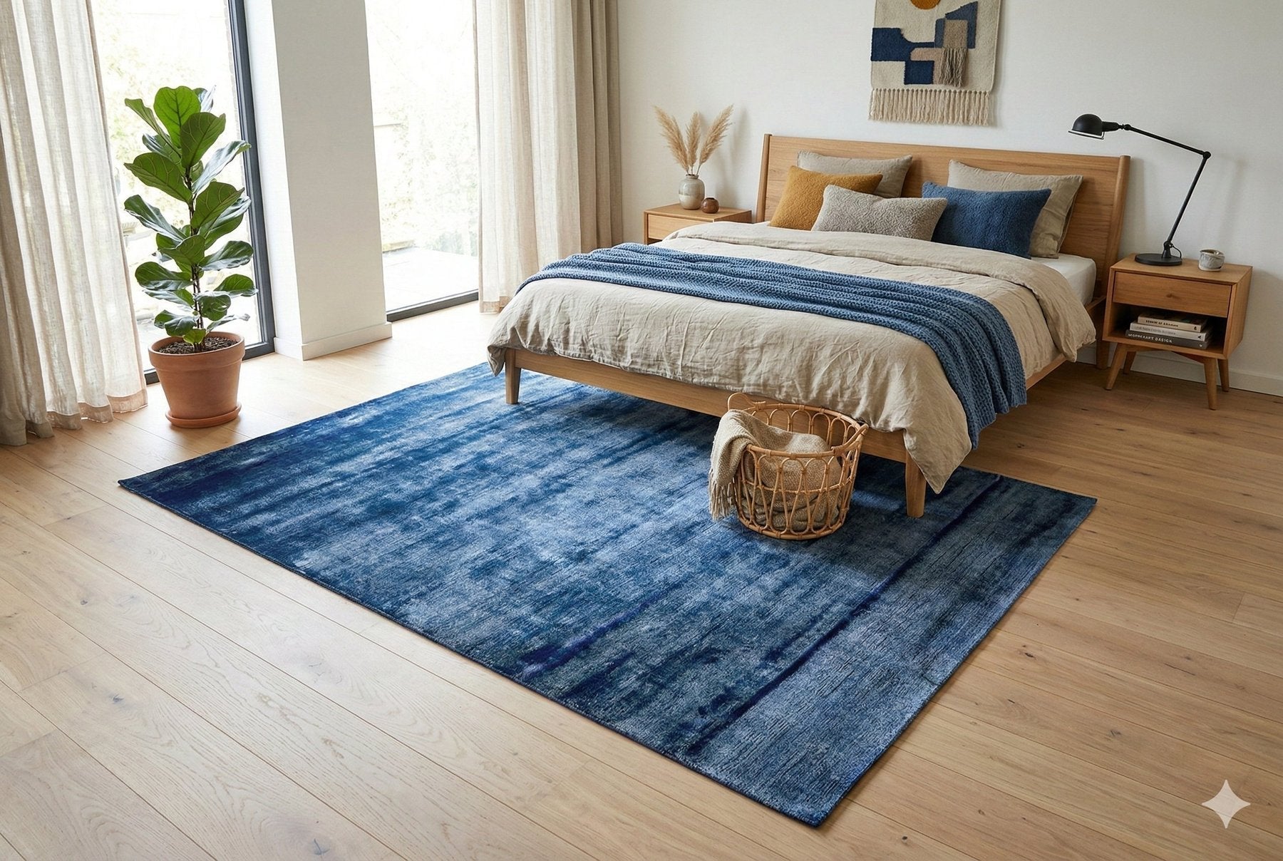 Plain blue rug - F781