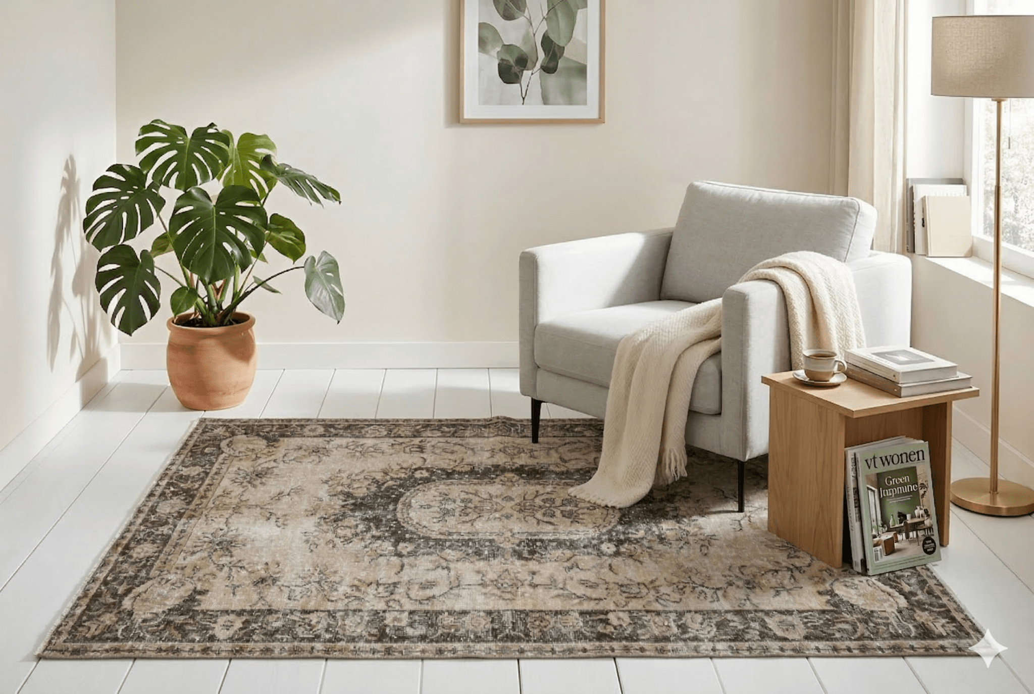 Bruin vintage vloerkleed - G367 - Lavinta