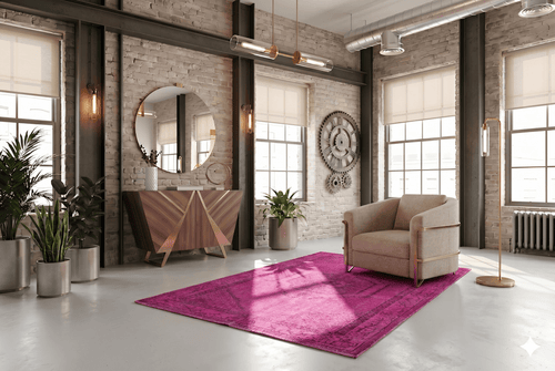 Cheerful pink vintage rug - G483