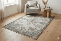 Subtiel crème vintage vloerkleed patroon - G385