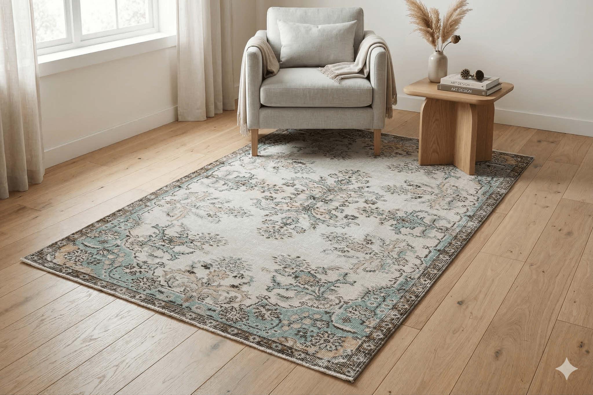 Subtiel crème vintage vloerkleed patroon - G385