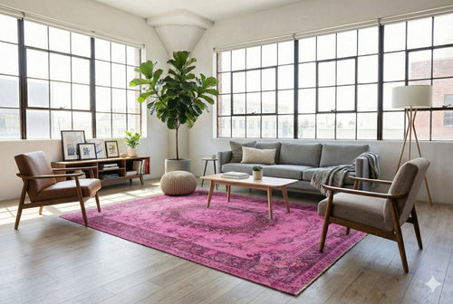 Charming Pink Vintage Rug - F760