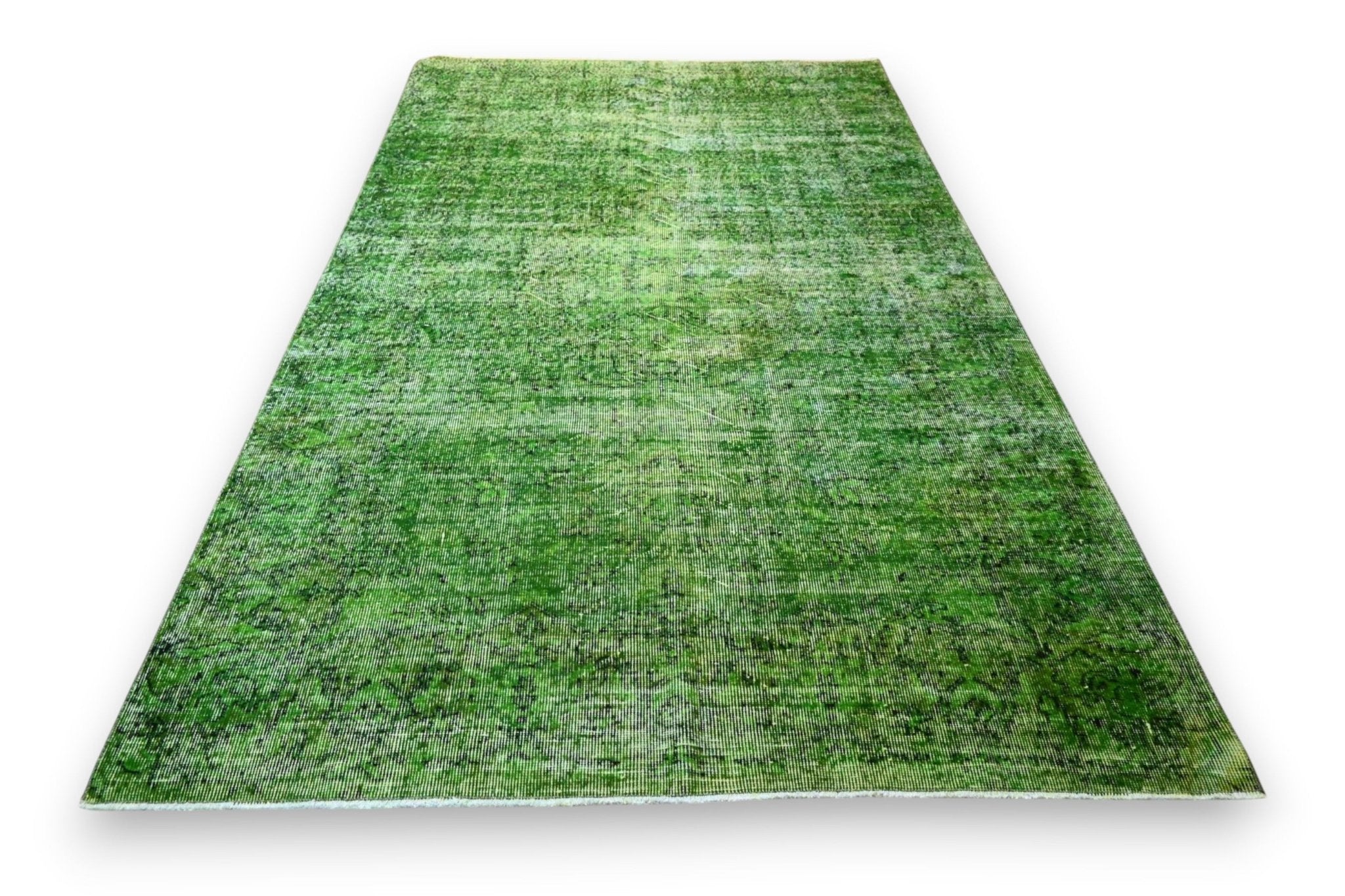 Doorleefd groen vintage vloerkleed - G539 - Lavinta