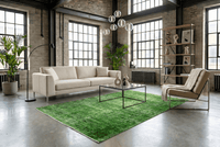 Doorleefd groen vintage vloerkleed - G539 - Lavinta