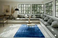 Effen blauw vloerkleed - F779 - Lavinta