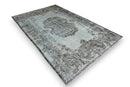 Sereen lichtblauw vintage vloerkleed patroon - G438