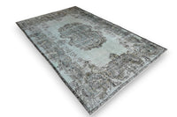 Sereen lichtblauw vintage vloerkleed patroon - G438