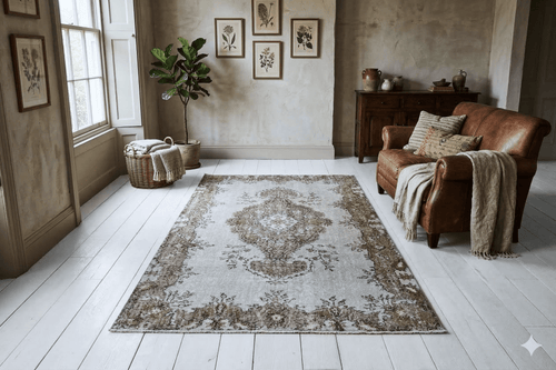 Earthy grey vintage rug - G386