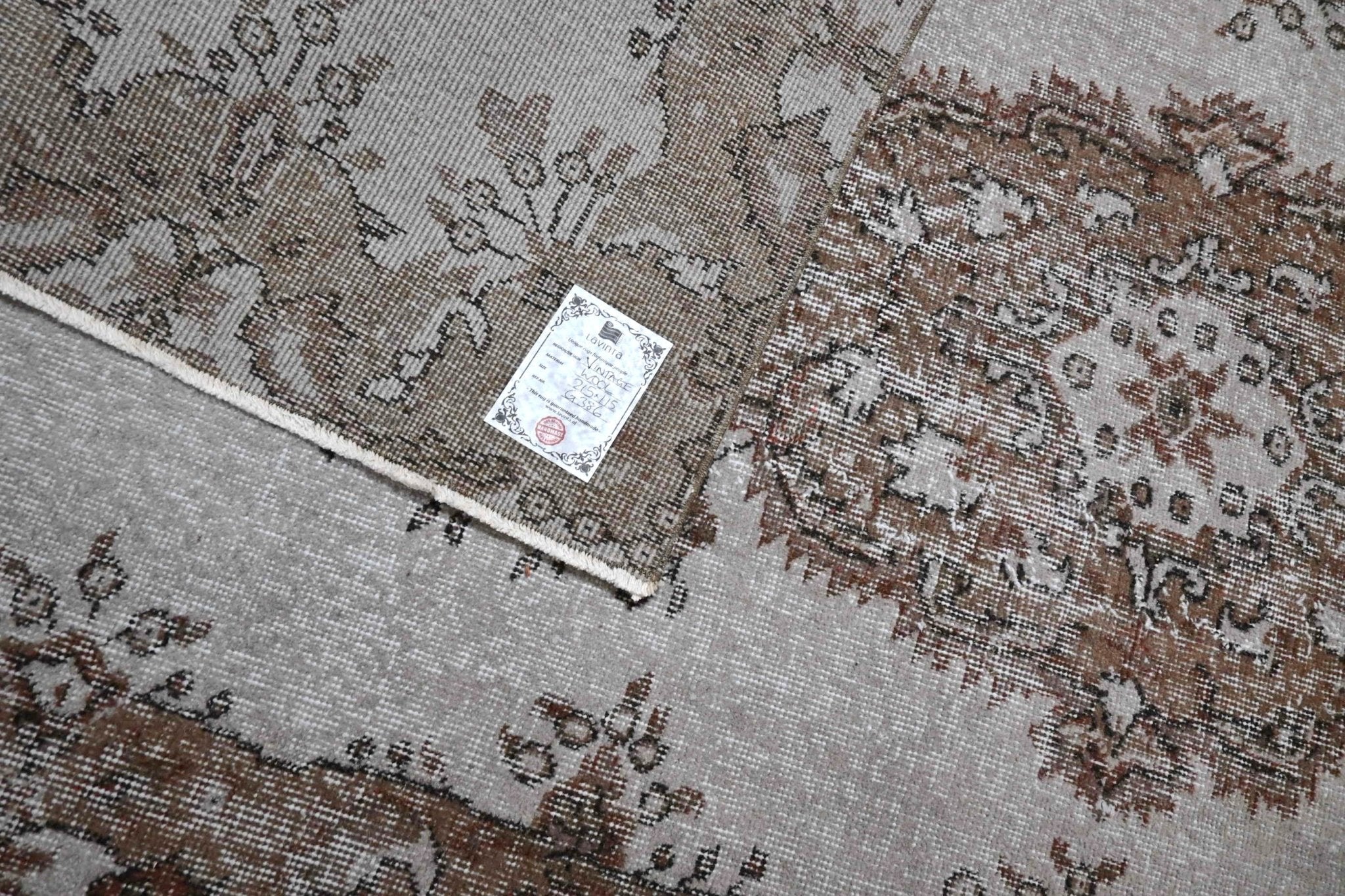 Aards grijs vintage vloerkleed laagpolig - G386