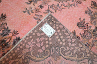 Zacht poederroze vintage vloerkleed laagpolig - G420