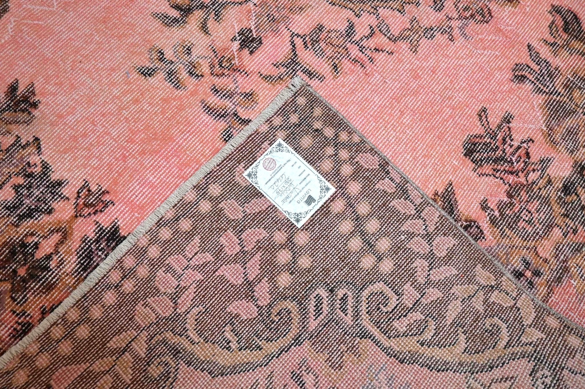 Zacht poederroze vintage vloerkleed laagpolig - G420