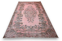 Zacht poederroze vintage vloerkleed detail - G420