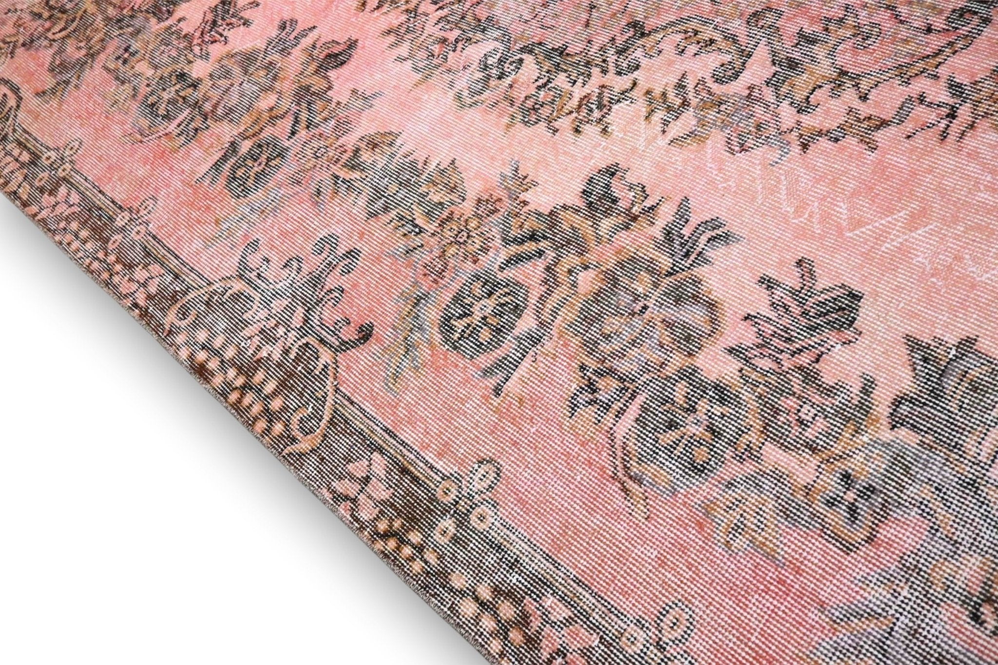Zacht poederroze vintage vloerkleed handgemaakt - G420