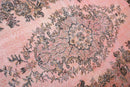 Zacht poederroze vintage vloerkleed handgeknoopt - G420