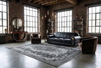 Soft pearl-grey vintage rug - F133