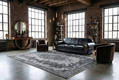 Zacht parelgrijs vintage vloerkleed, handgeknoopt van wol met katoen, 270 x 170 cm – F133