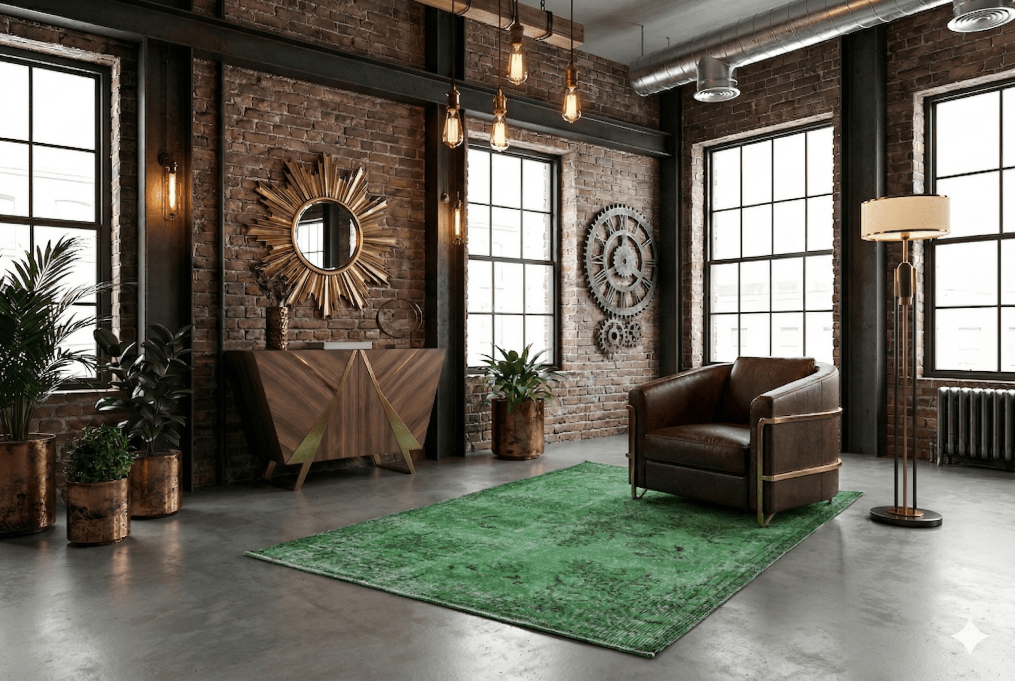 Fris groen vintage vloerkleed - G452 - Lavinta