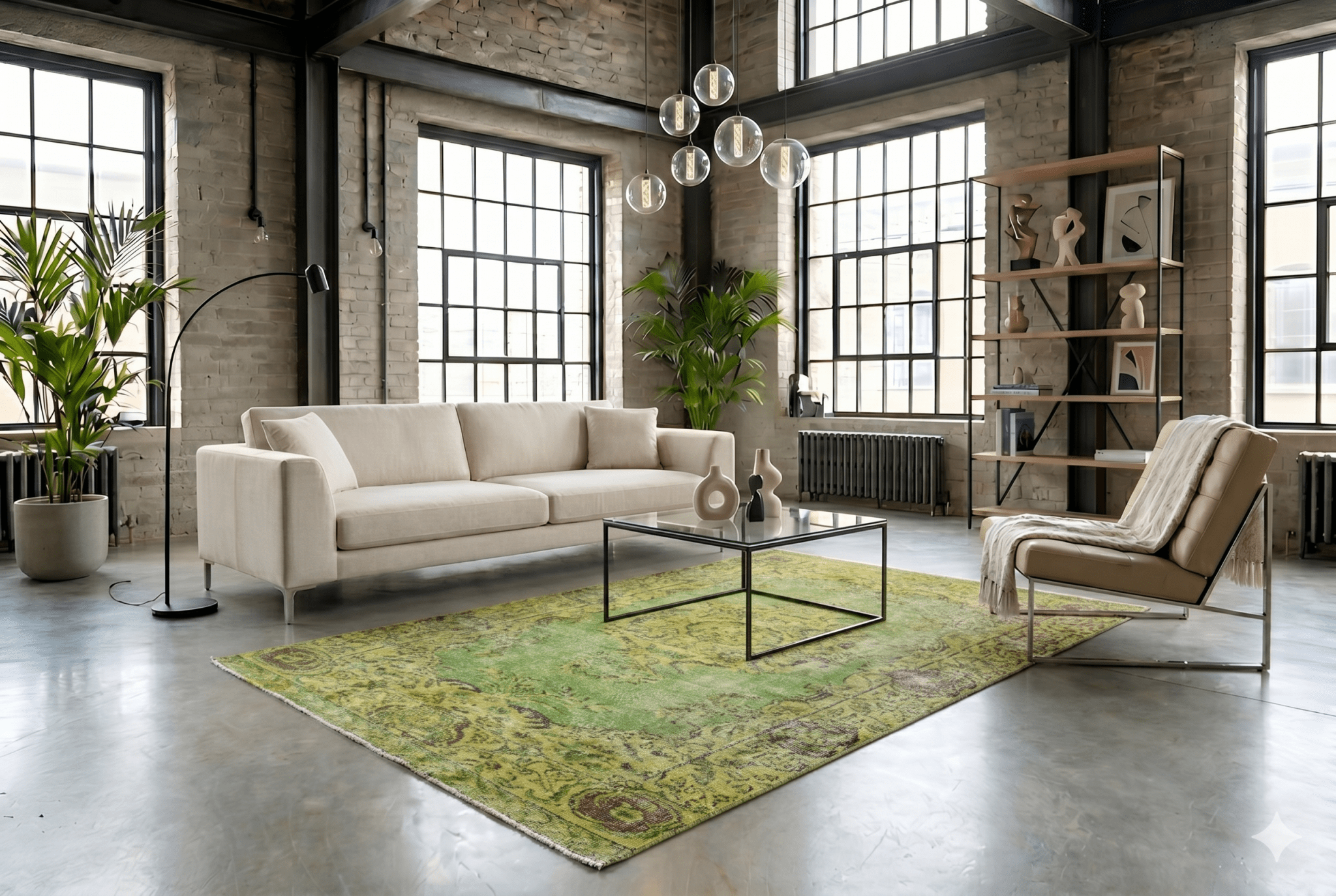 Fris groen vintage vloerkleed - G529 - Lavinta