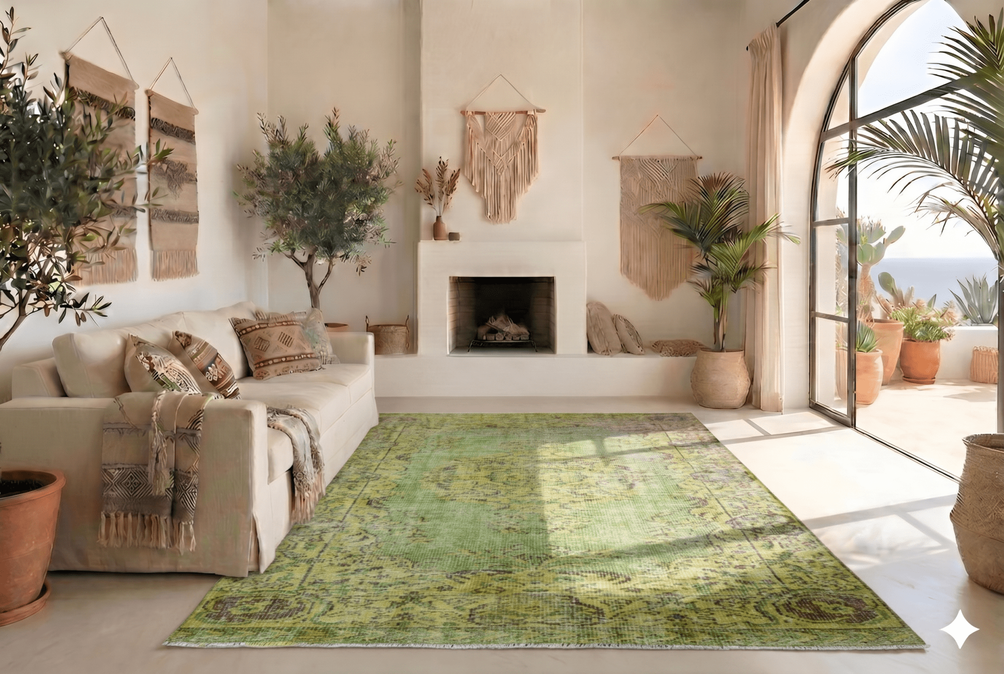 Fresh green vintage rug - G529
