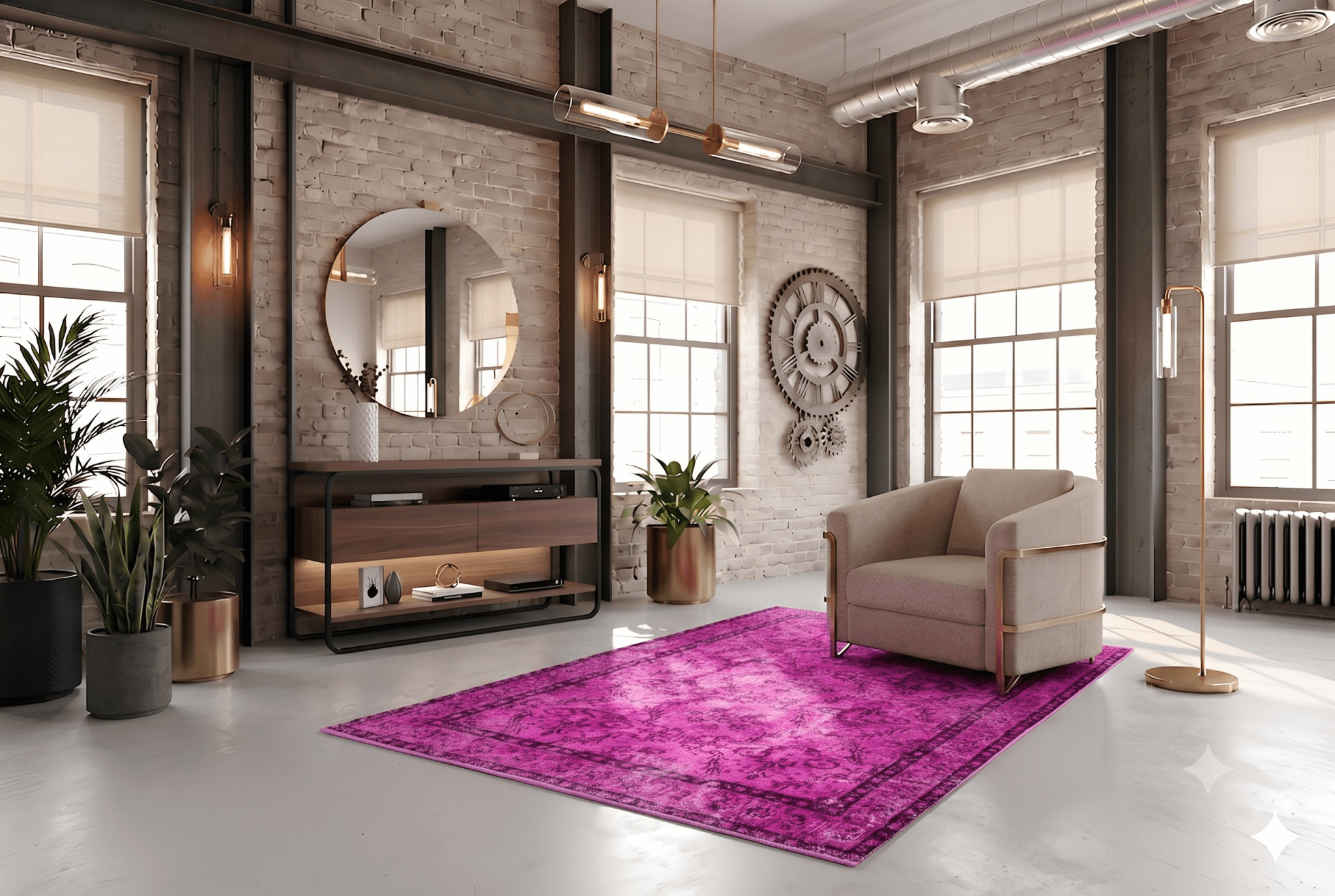 Fuchsia vintage vloerkleed - G524 - Lavinta