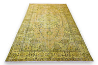 Geel - groen vintage vloerkleed - G513 - Lavinta