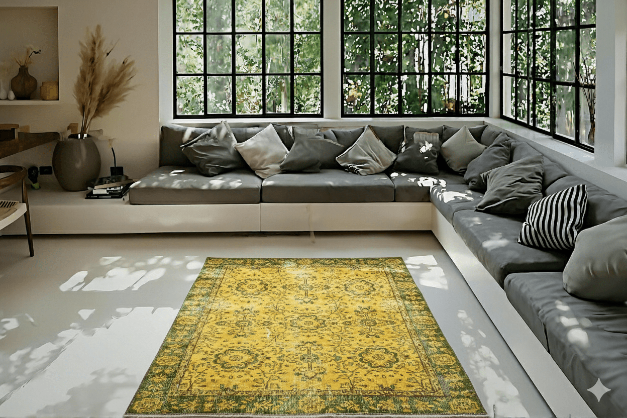 Geel vintage vloerkleed - E558