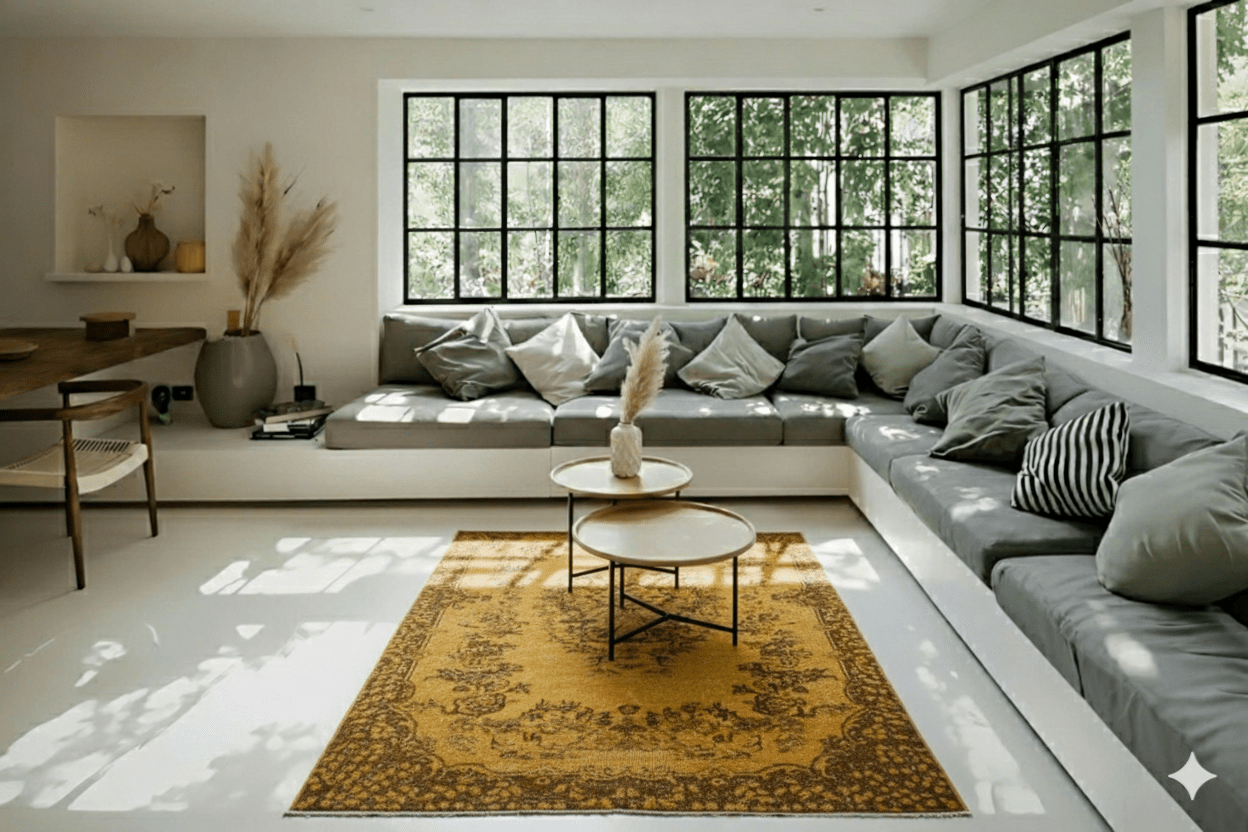 Geel vintage vloerkleed - E851