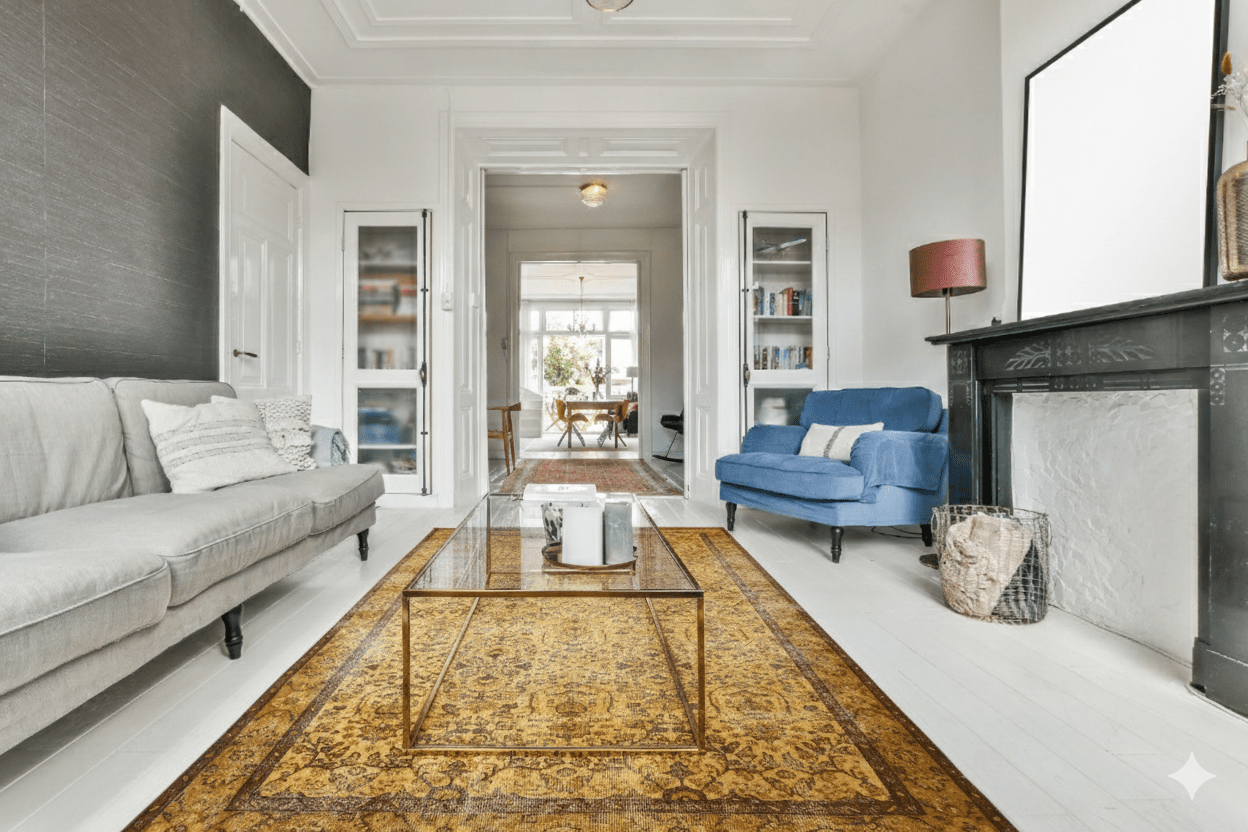 Geel vintage vloerkleed - F553