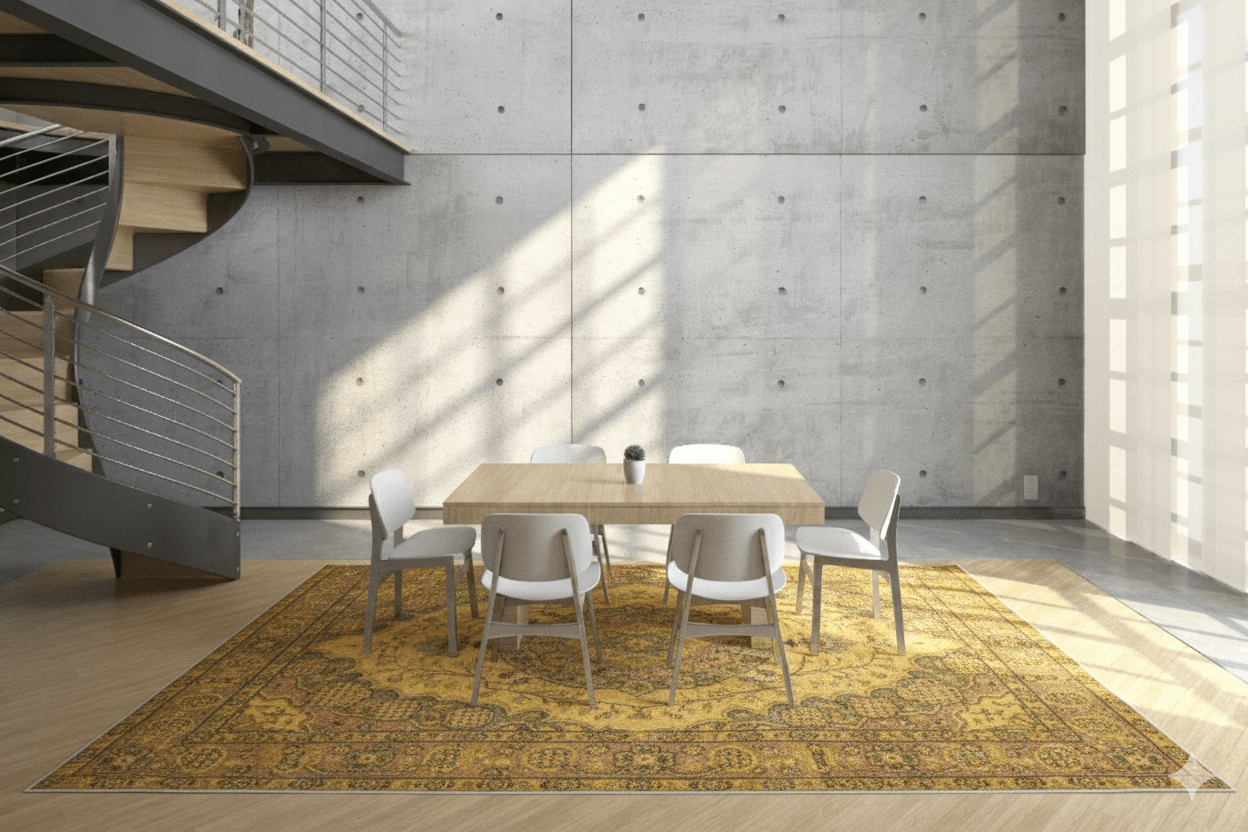 Geel vintage vloerkleed - F555