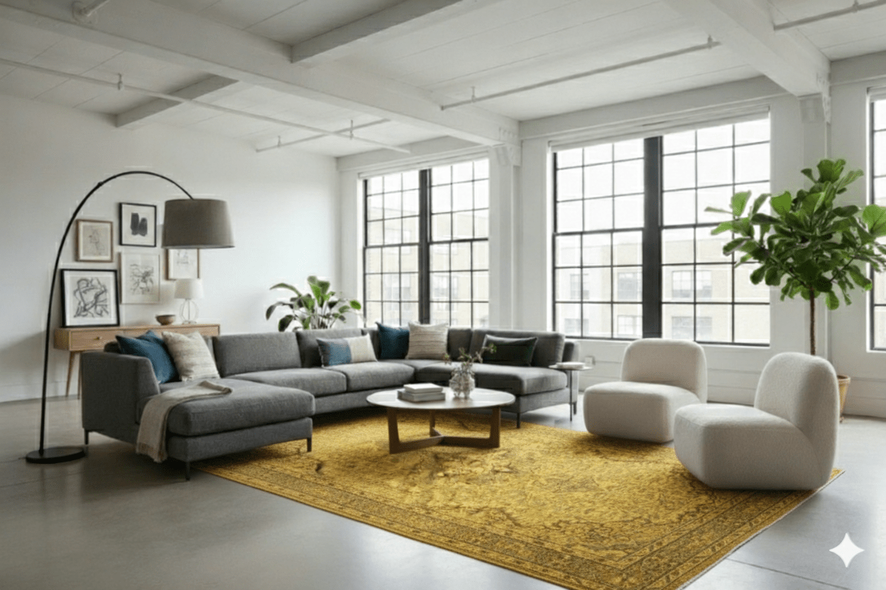 Geel vintage vloerkleed - F652