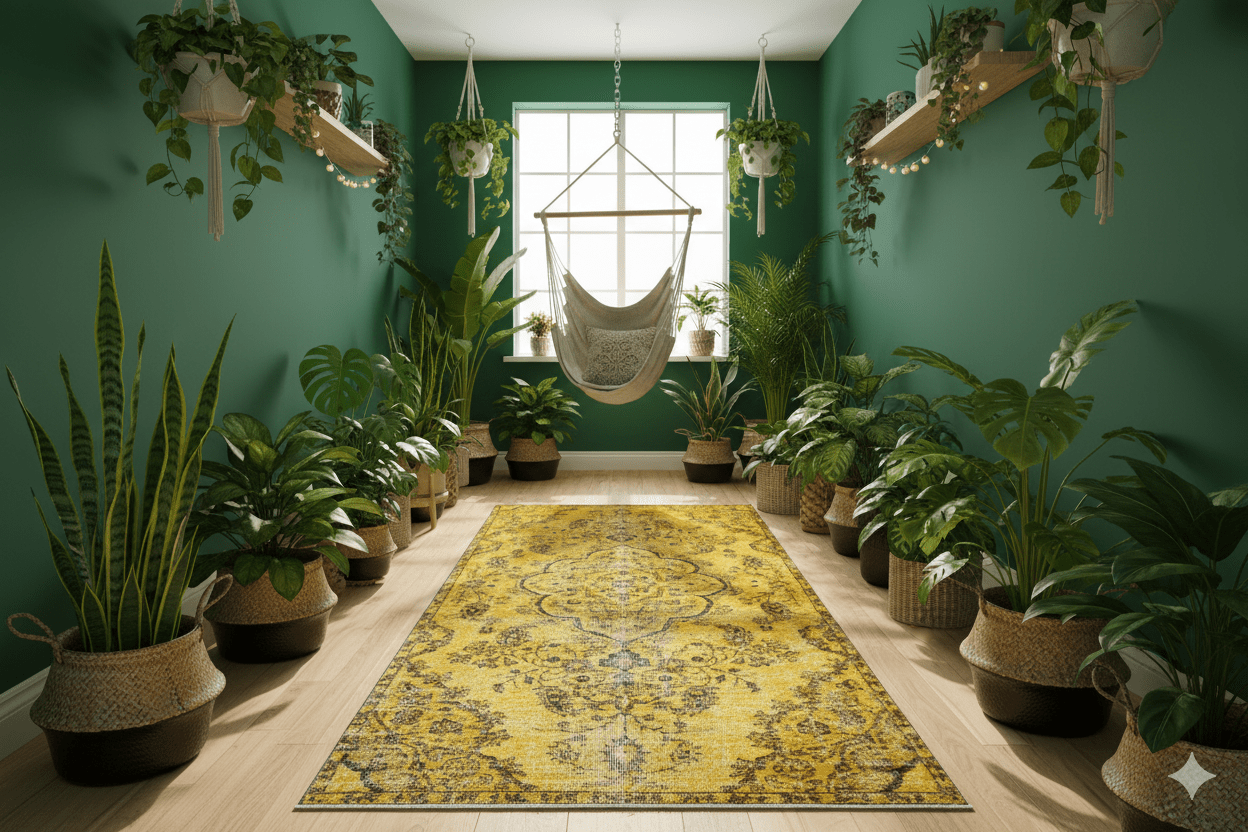 Geel vintage vloerkleed - F831