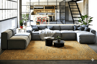 Glanzend goud vintage vloerkleed 285x160 handgemaakt - F969