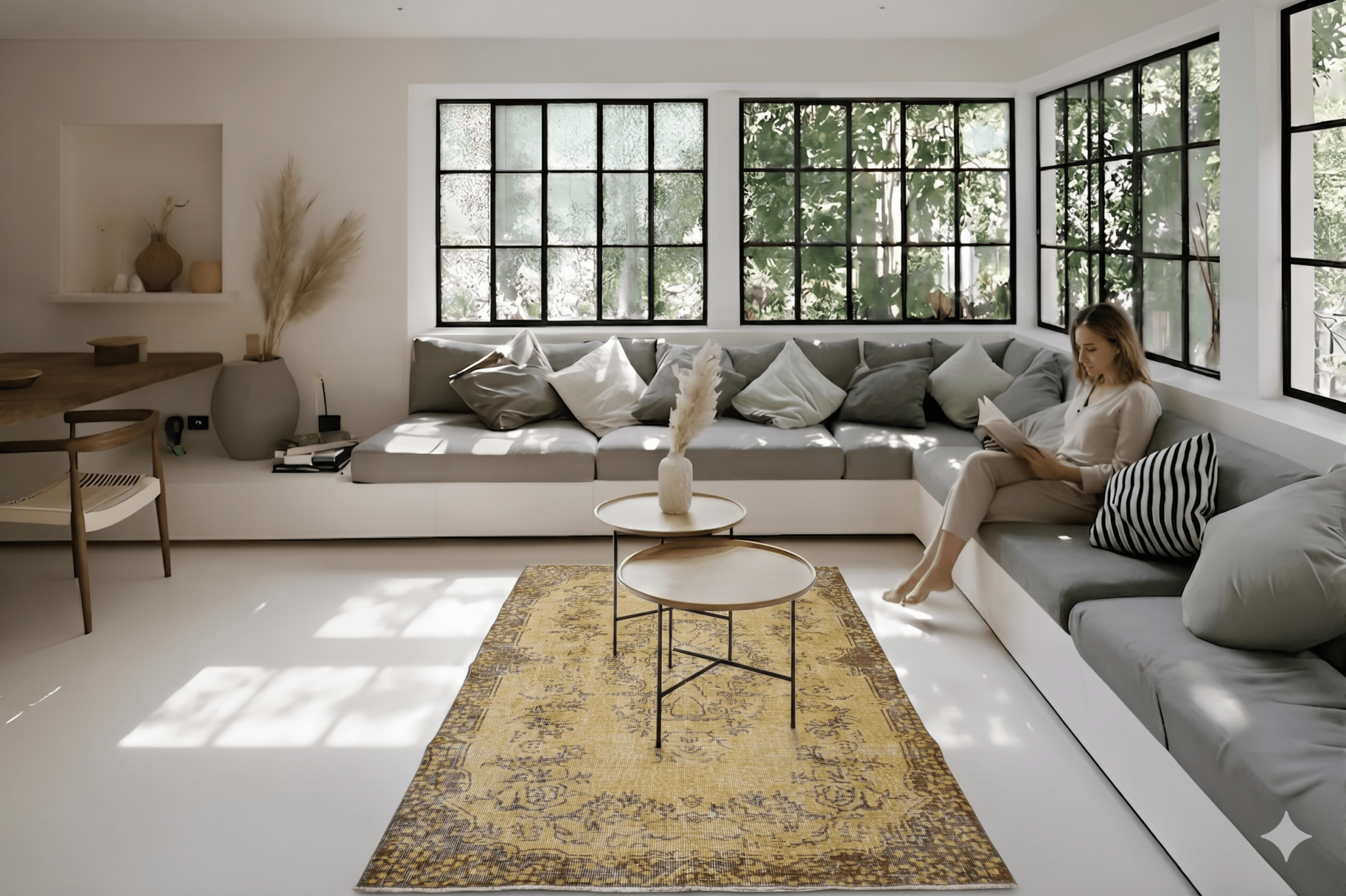 Geel vintage vloerkleed - G475 - Lavinta