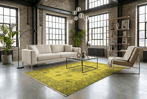 Mustard yellow vintage rug - G510