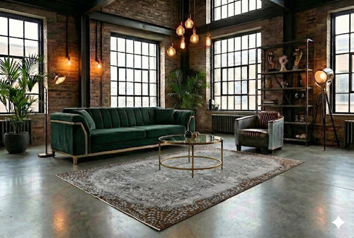 Lived-in grey vintage rug - F811