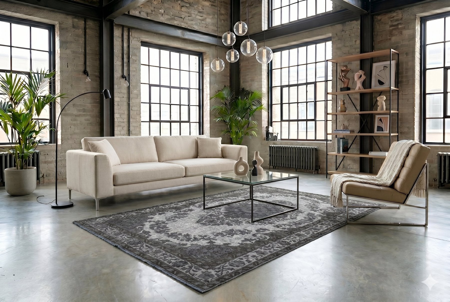 Woven grey vintage rug - F146