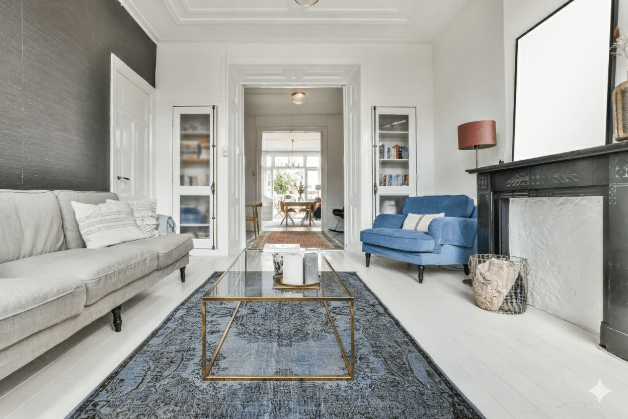 Grijs blauw vintage vloerkleed - c766