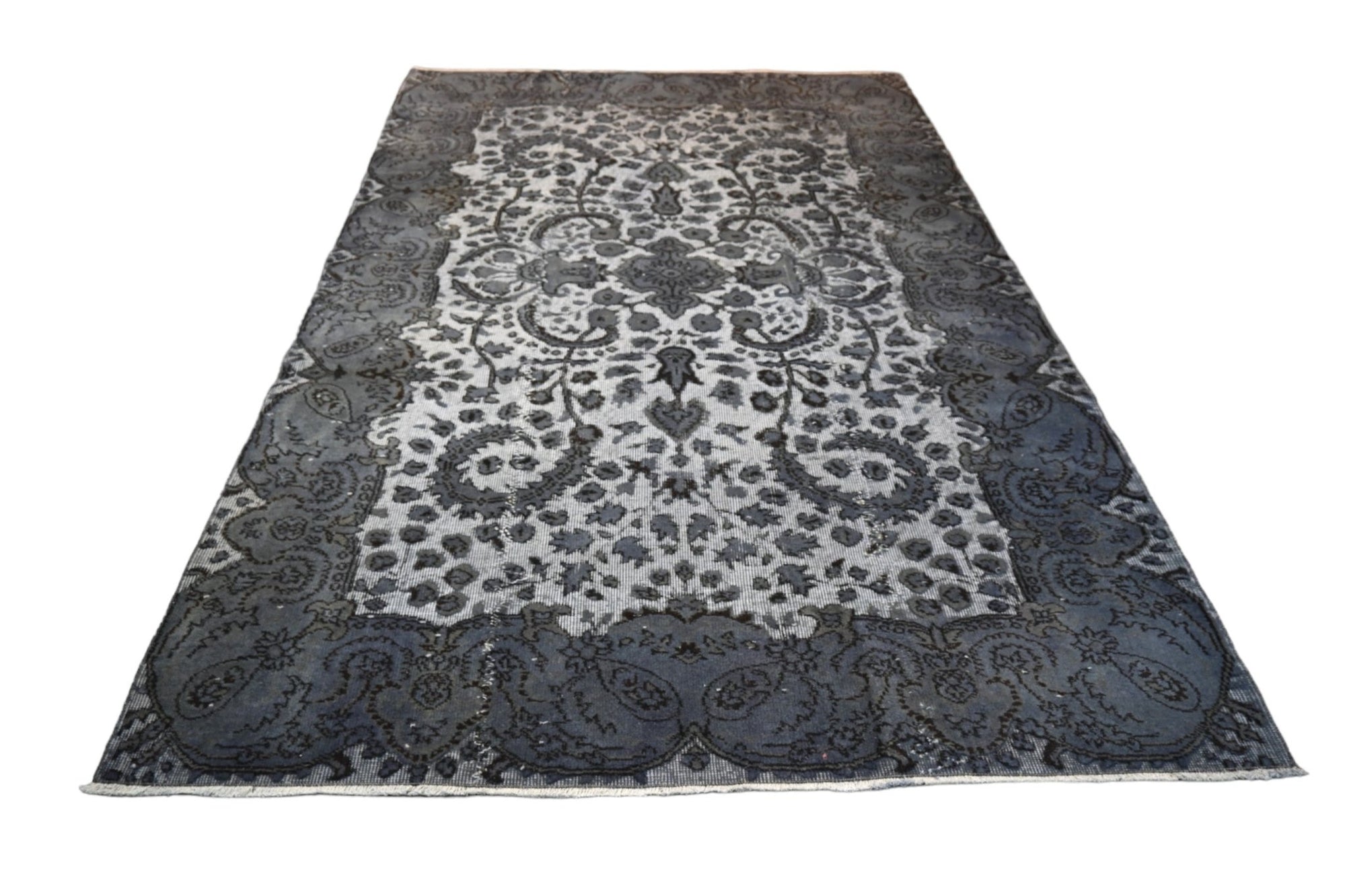 Gray Carved Vintage Rug - E762