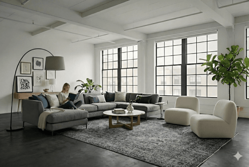 Rich anthracite vintage rug - G304