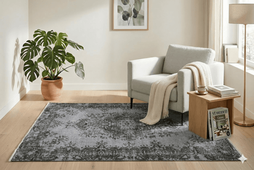 Patinated grey vintage rug - G366