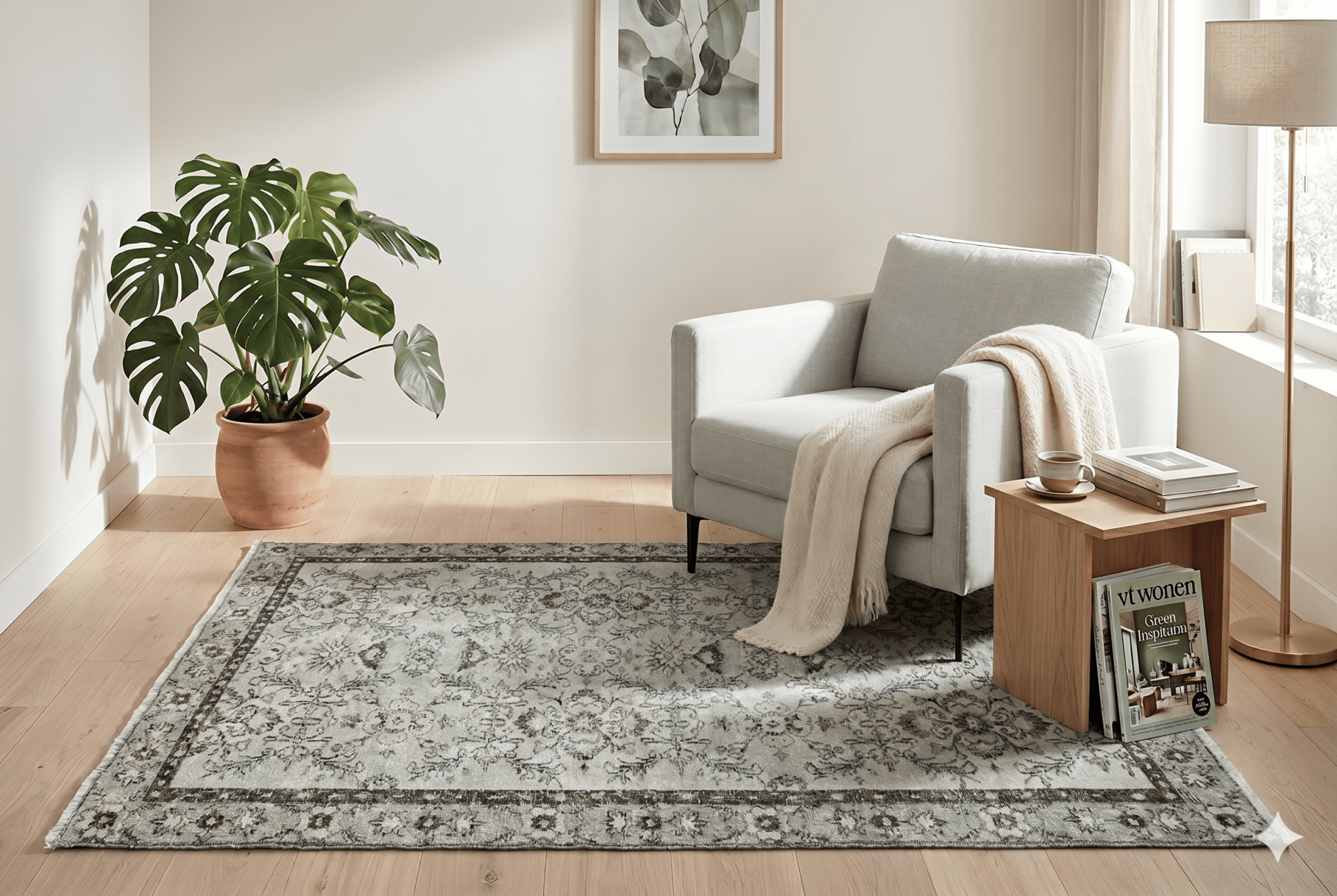 Gerookt grijs vintage vloerkleed 210x115 cm - G466