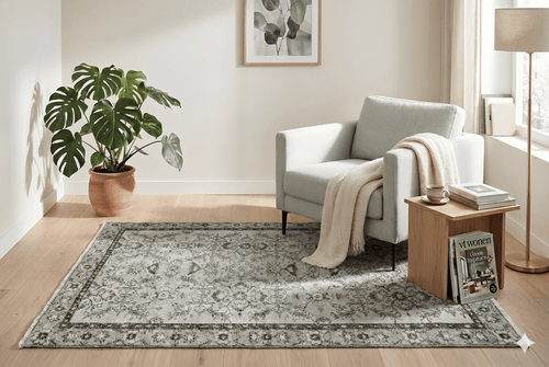 Smoked grey vintage rug - G466