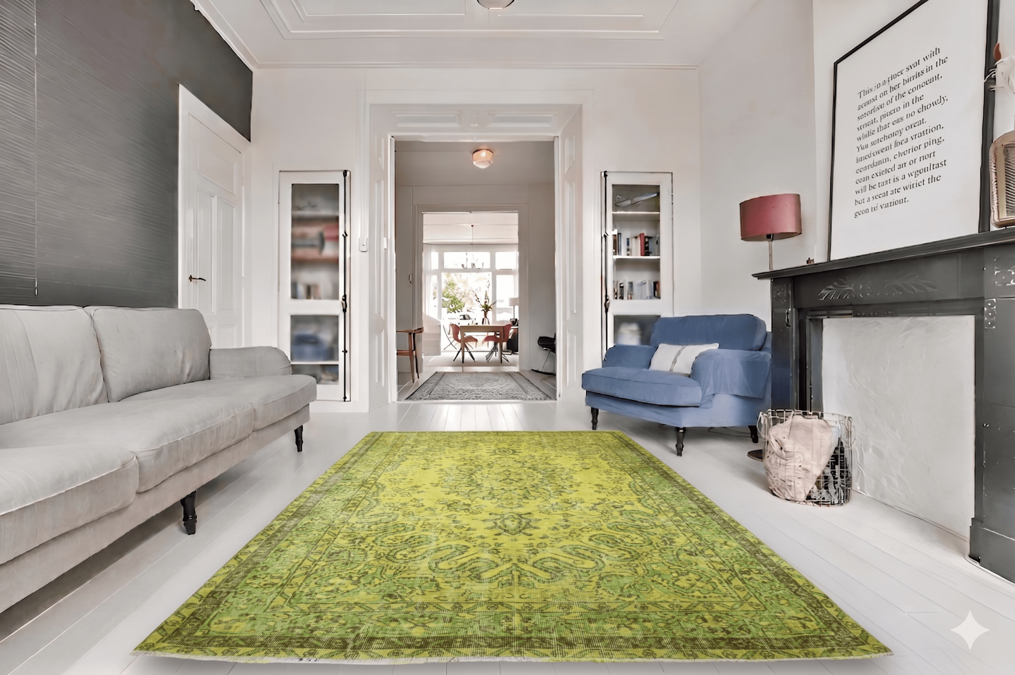 Groen geel vintage vloerkleed - G518 - Lavinta