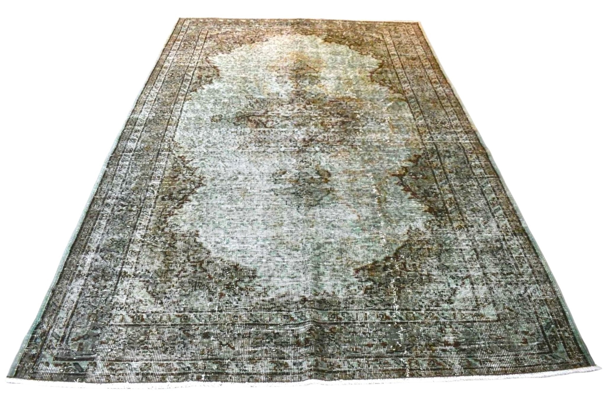 Groen grijs vintage vloerkleed - D316 - Lavinta