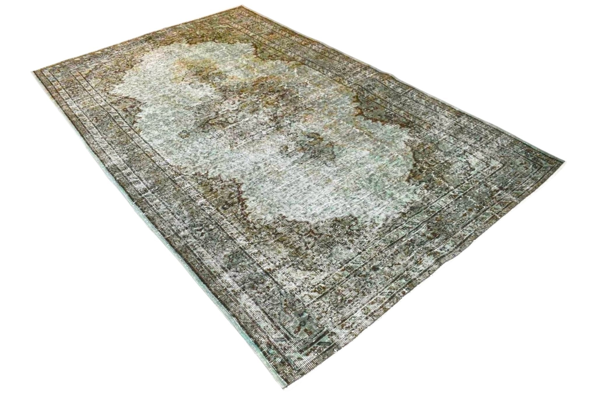 Groen grijs vintage vloerkleed - D316 - Lavinta