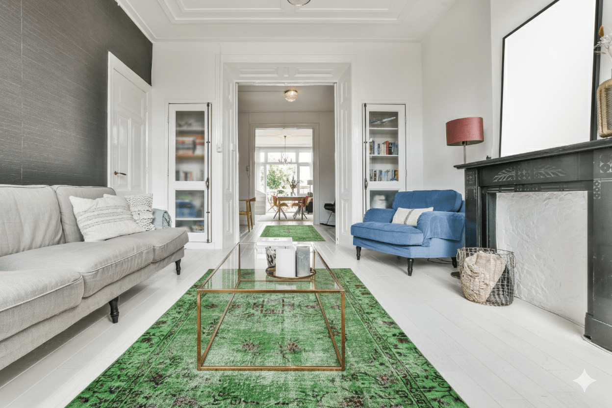 Groen vintage vloerkleed - E810